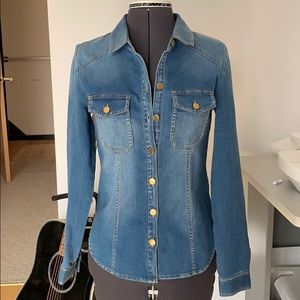 INC Denim Jean Button Shirt Blouse